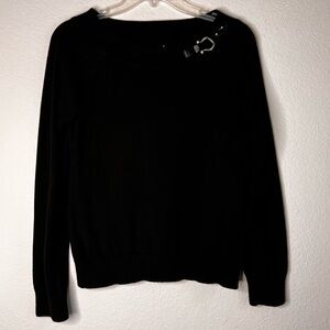 Lauren Ralph Lauren Black Classic Crew Neck Sweater With Buckle Detail Women’s